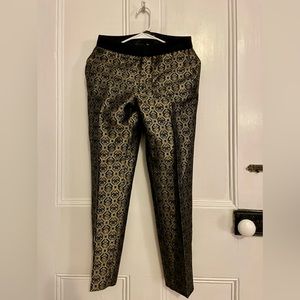 Zara- Women’s XS Black and Gold Jaquard Trousers